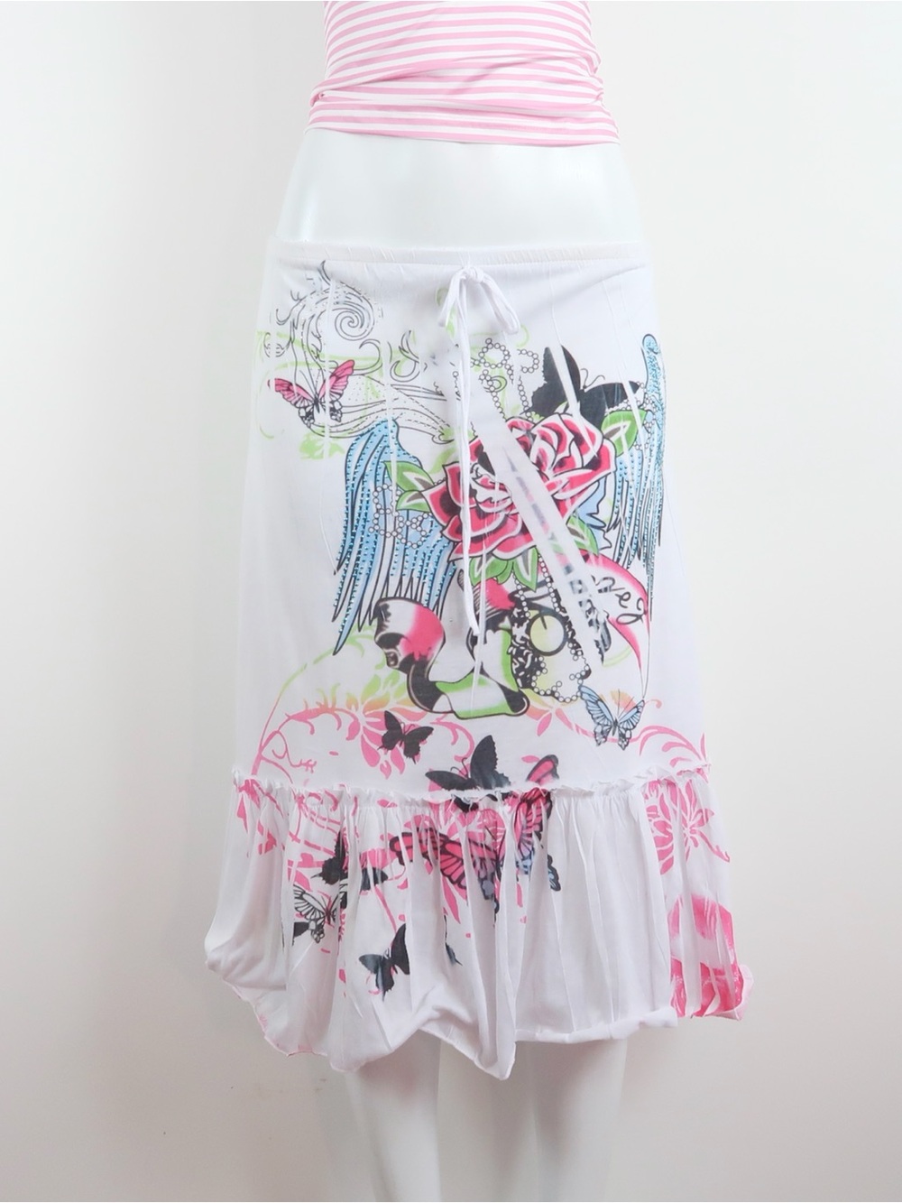 Y2k low rise tattoo print midi bimbo core skirt